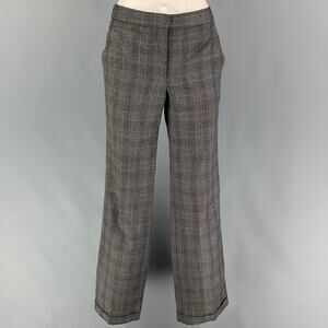 2009 by ALEXANDER McQUEEN Size 10 Grey Virgin Wool Plaid Flat Front Dress Pants